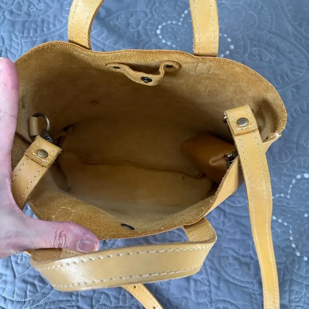 Portland Leather Mini Crossbody Tote in “Sunshine” Yellow Leather w/coin pouch - Picture 7 of 12
